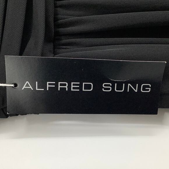 NEW Alfred Sung Size 2 Chiffon Knit Cap Sleeve V-Neck Maxi Dress $231 msrp J3-18 - Picture 9 of 12